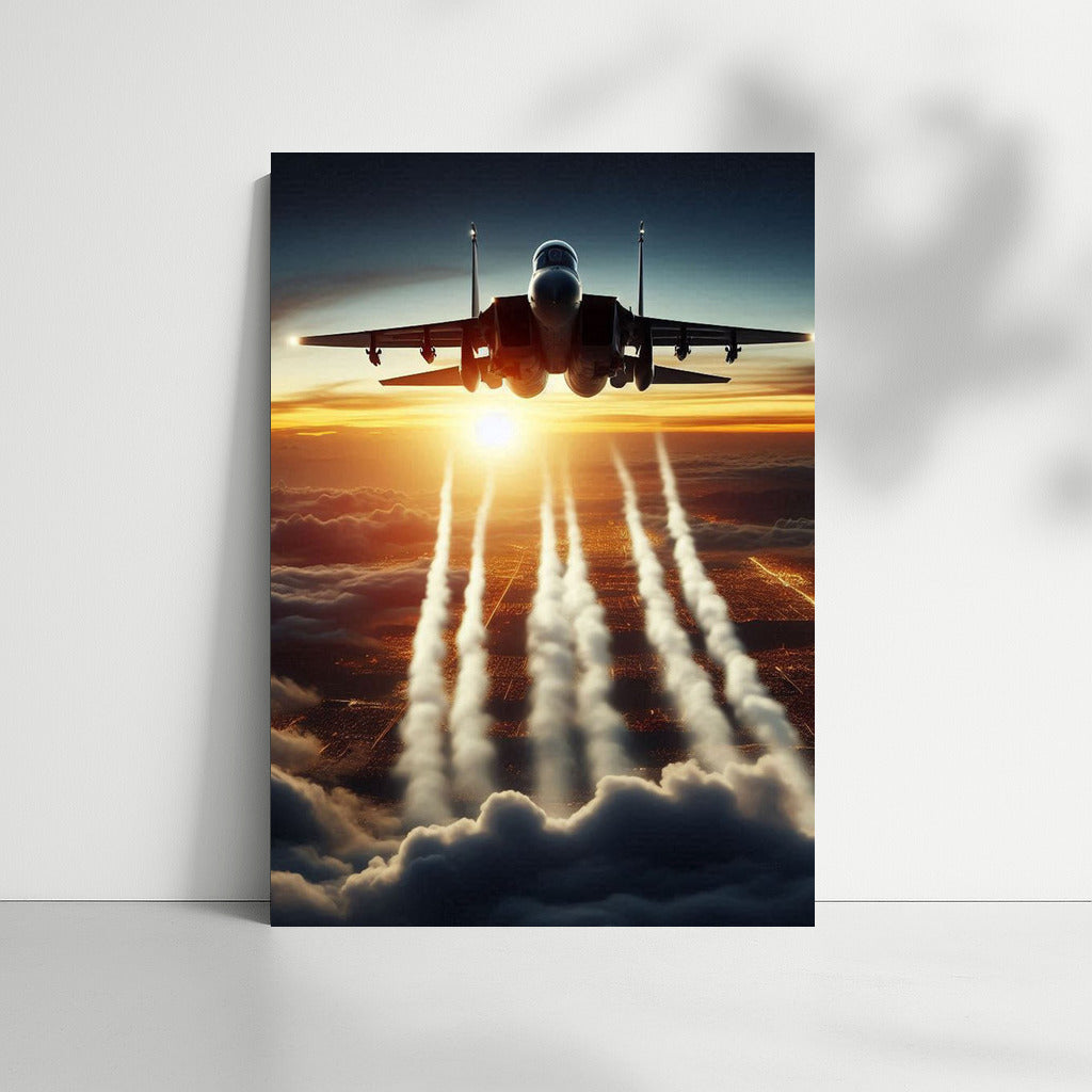 Steel Wings of Sunset: Military Jet on the Runway