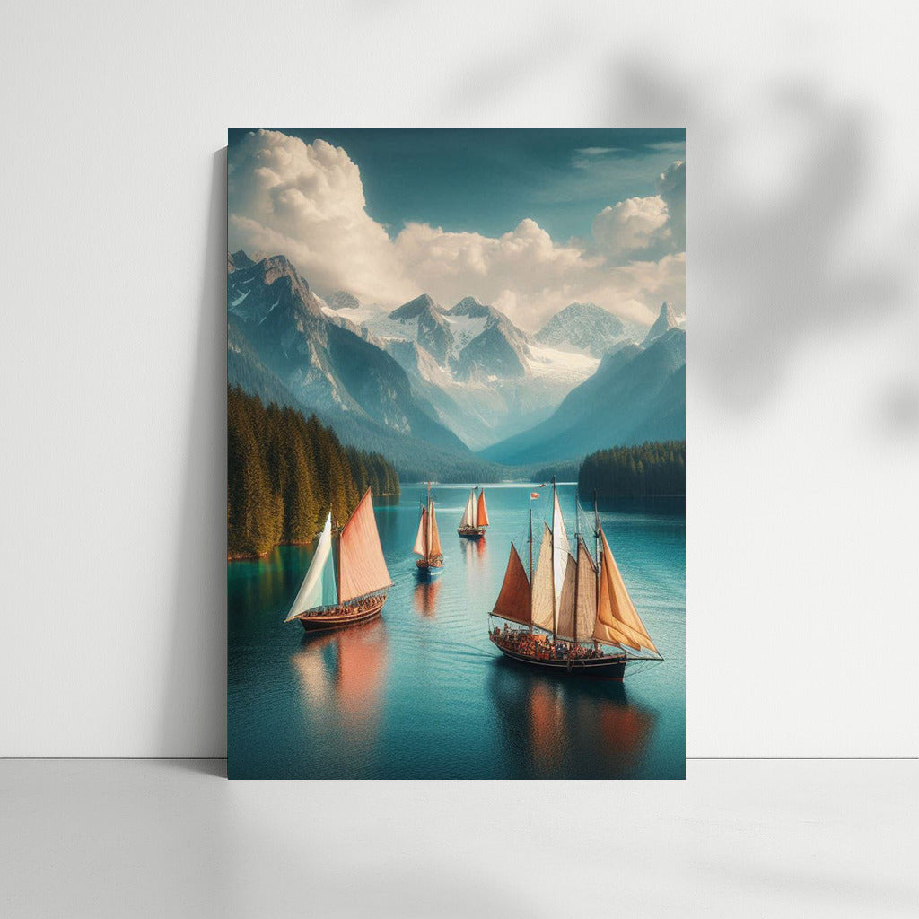 The Grandeur of Schooners on a Mountain Landscape: Tranquility and Beauty