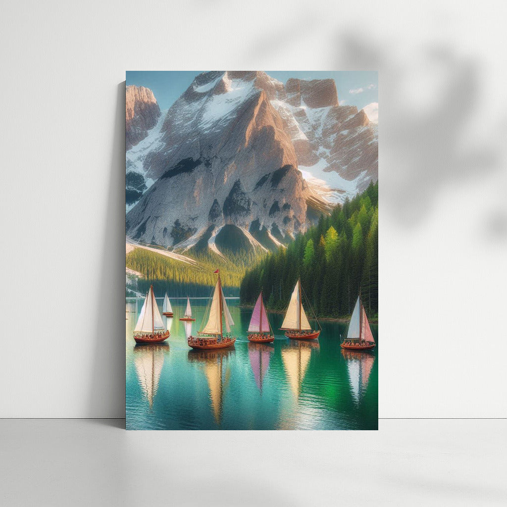 The Majesty of Mountains and Sails: Schooners Mountain Landscape 3
