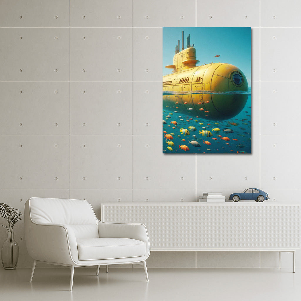 Yellow Submarine Among Colorful Fish: Ocean Adventure