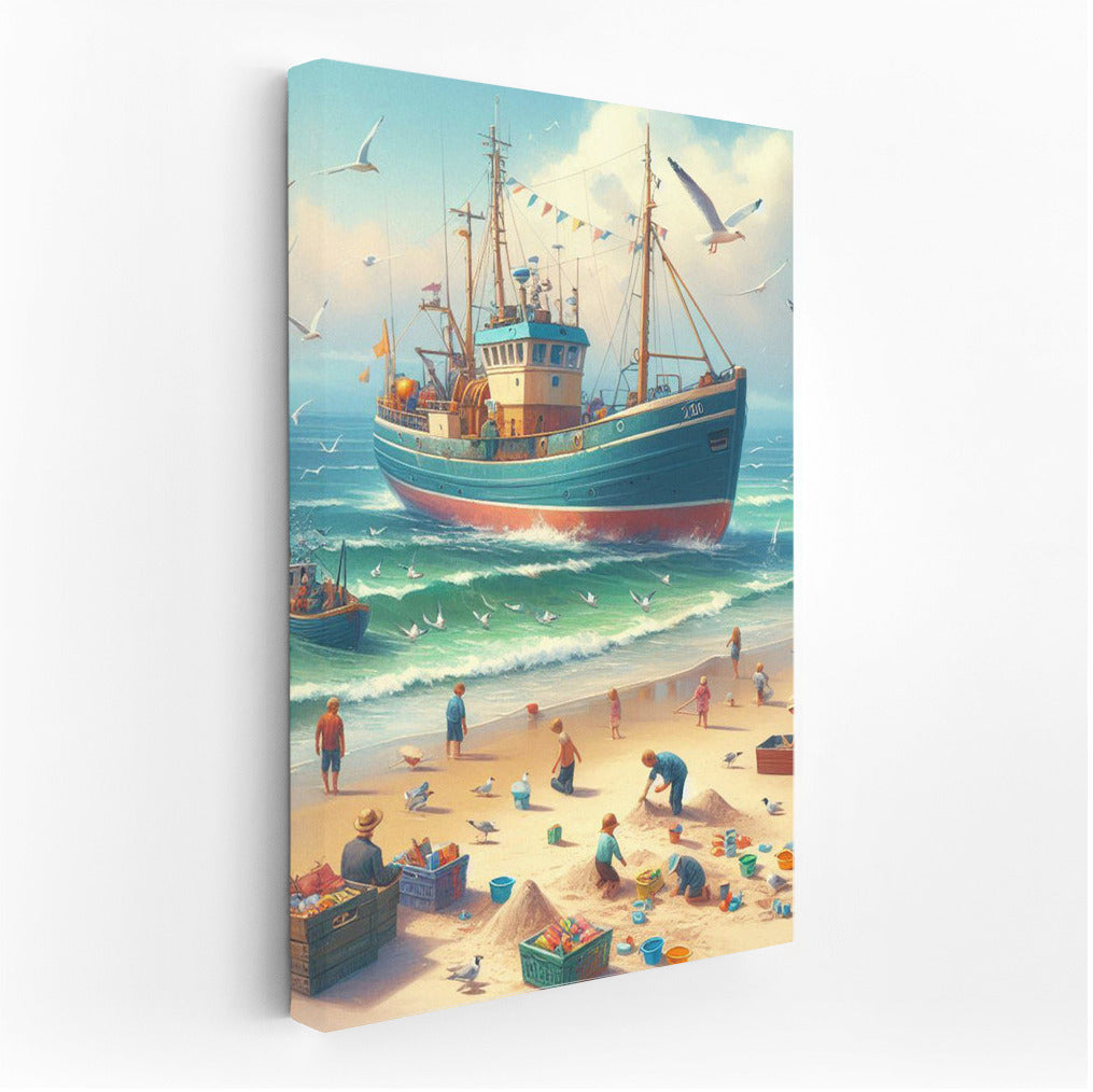 Fishermen and Seagulls on the Waves Trawlers Beach 1: Sea Idyll