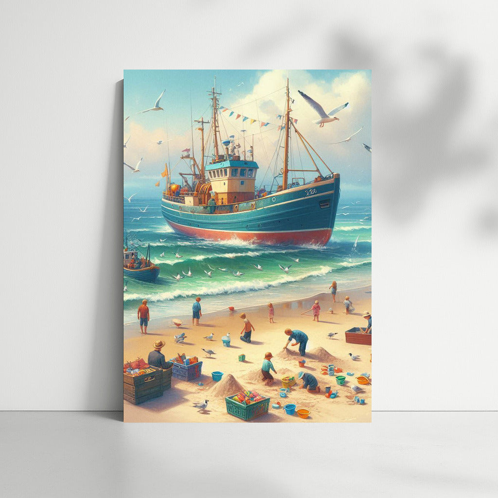Fishermen and Seagulls on the Waves Trawlers Beach 1: Sea Idyll