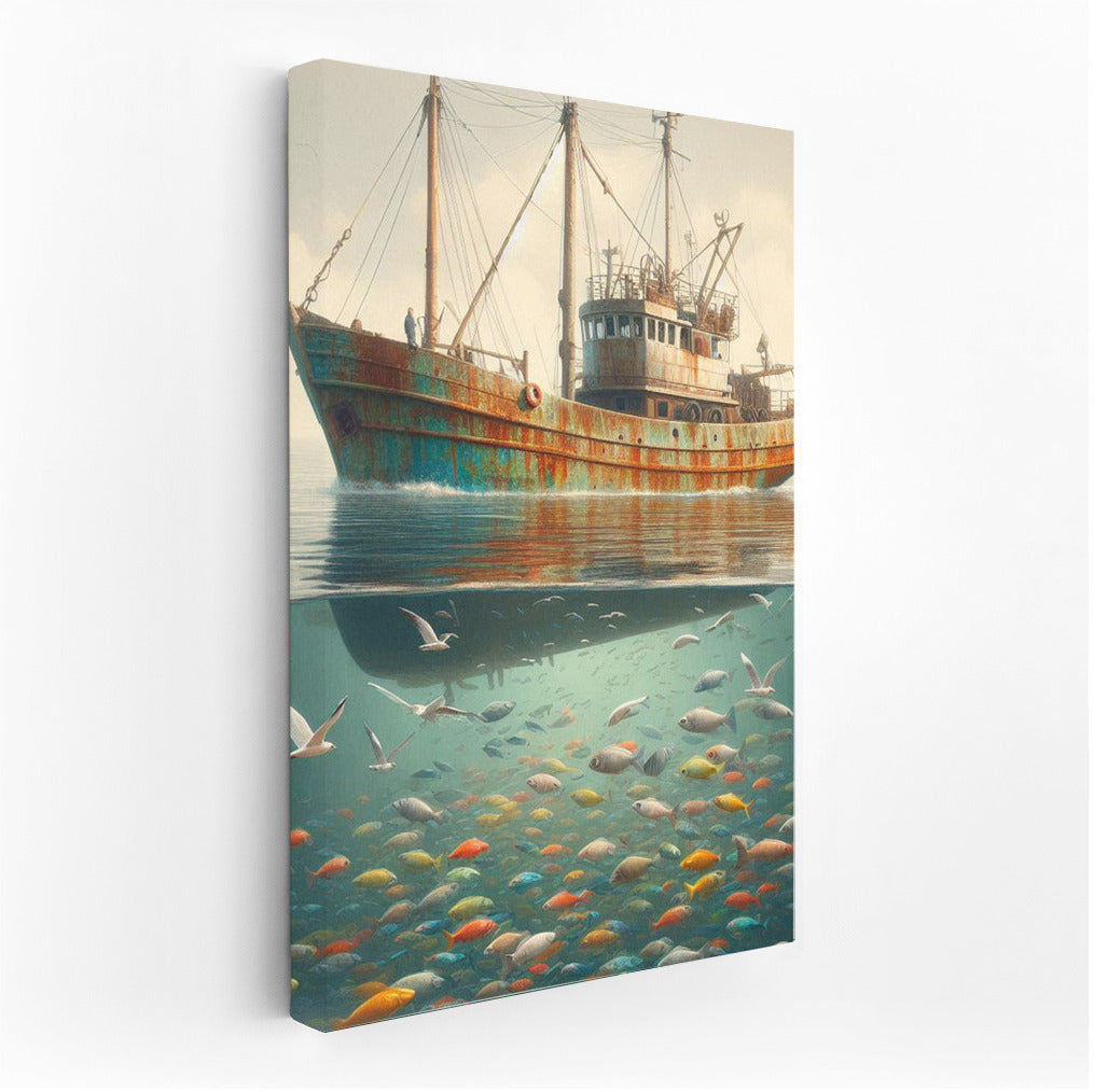 Sea Symphony: Trawler and Bright Fish in Trawlers Sea 2