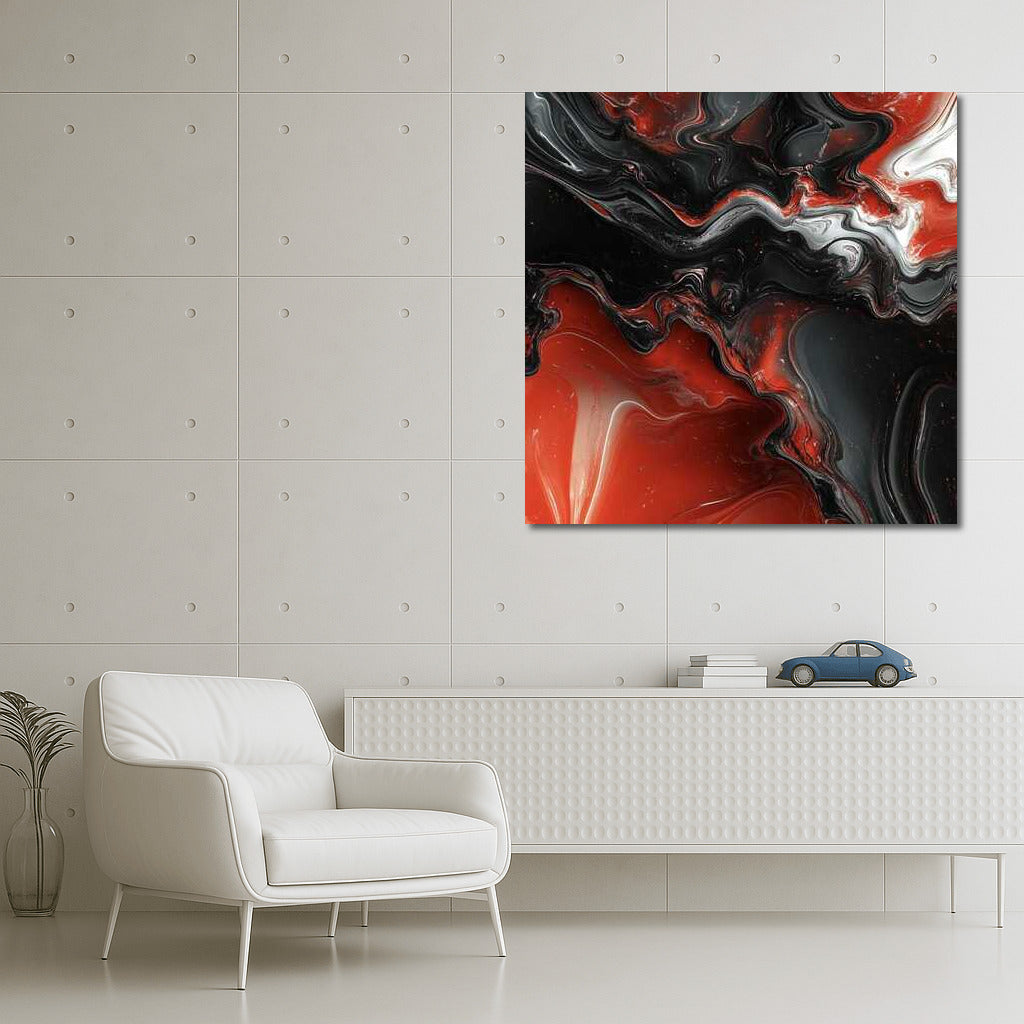 Storm of Emotions: Abstract Vortex of Red and Black Tones