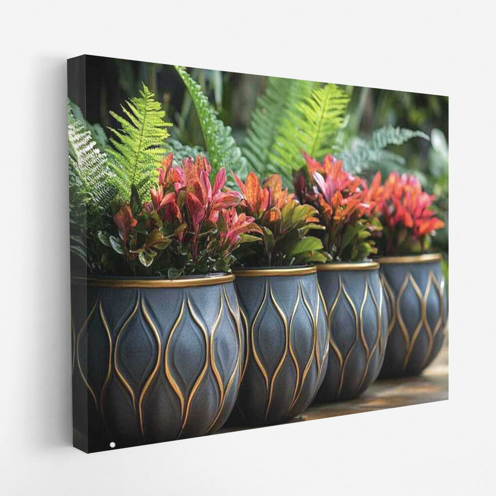 Crocuses and Ferns in Art Deco Style 2: An Elegant Floral Masterpiece