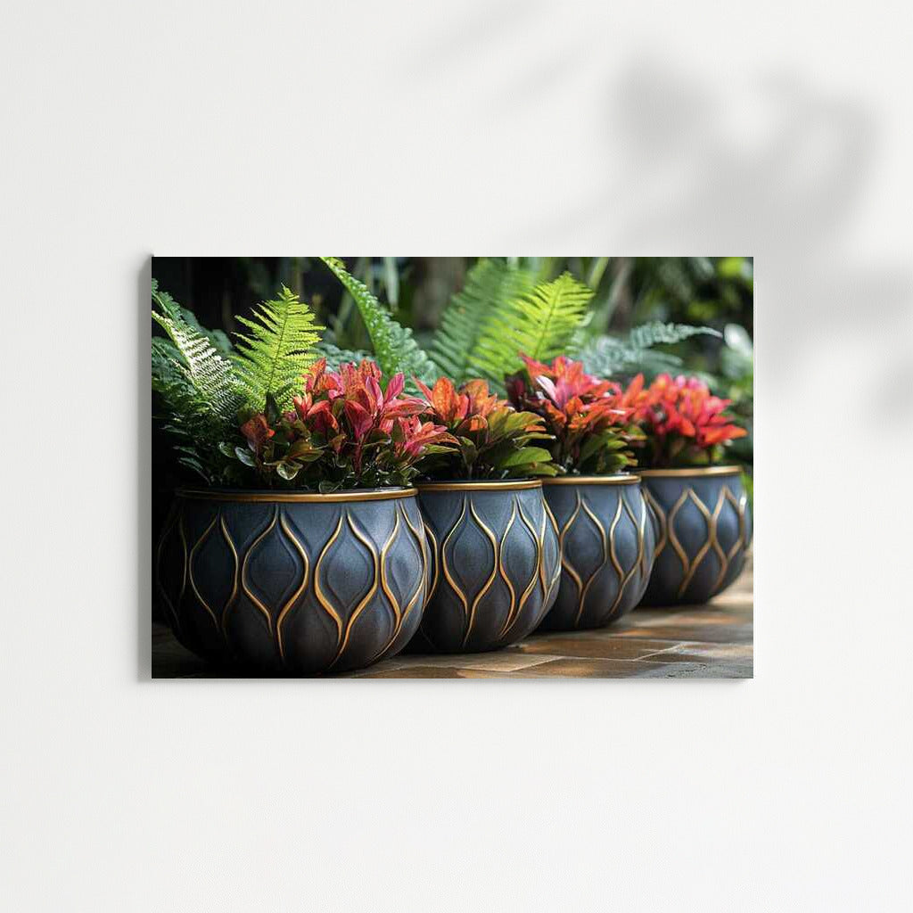 Crocuses and Ferns in Art Deco Style 2: An Elegant Floral Masterpiece