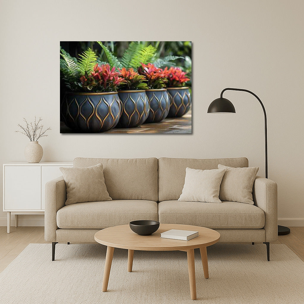 Crocuses and Ferns in Art Deco Style 2: An Elegant Floral Masterpiece