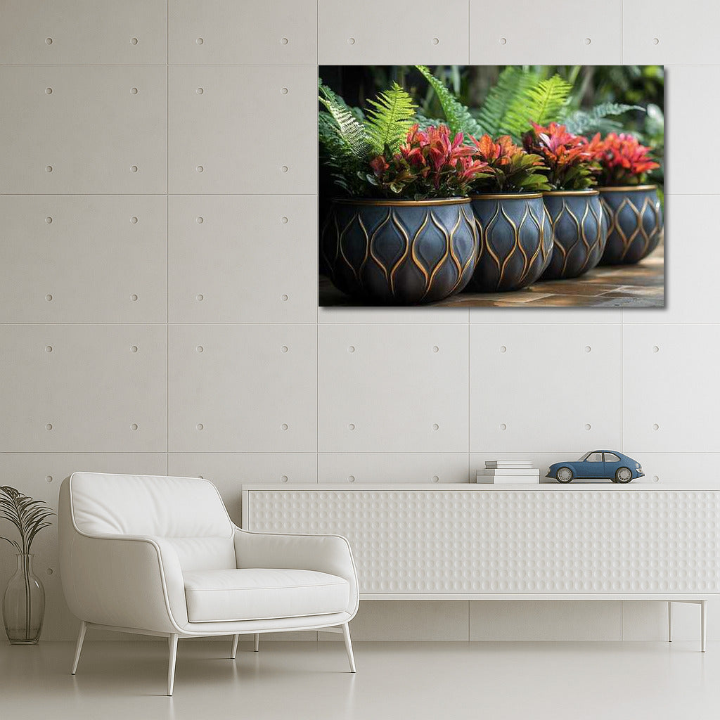 Crocuses and Ferns in Art Deco Style 2: An Elegant Floral Masterpiece