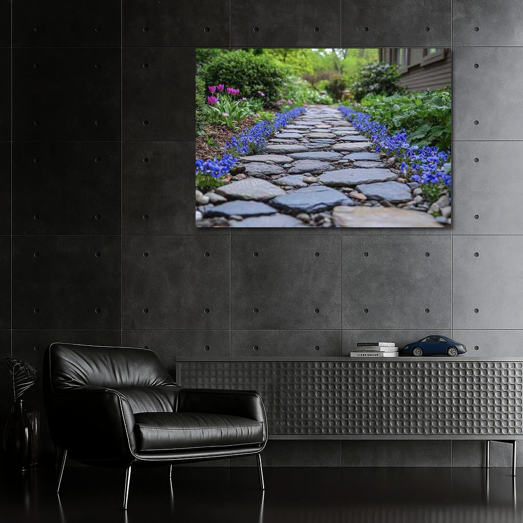 Flower Symphony Along the Stone Path