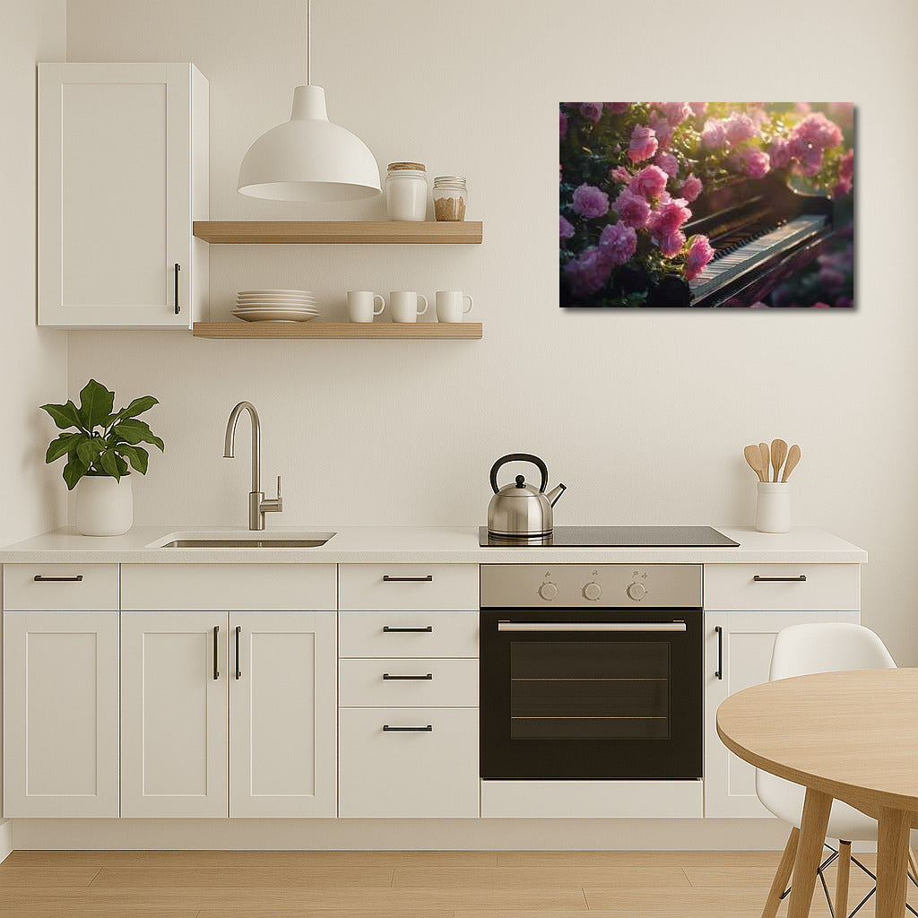 Symphony of Peonies: Delicate Flowers on the Piano Keys