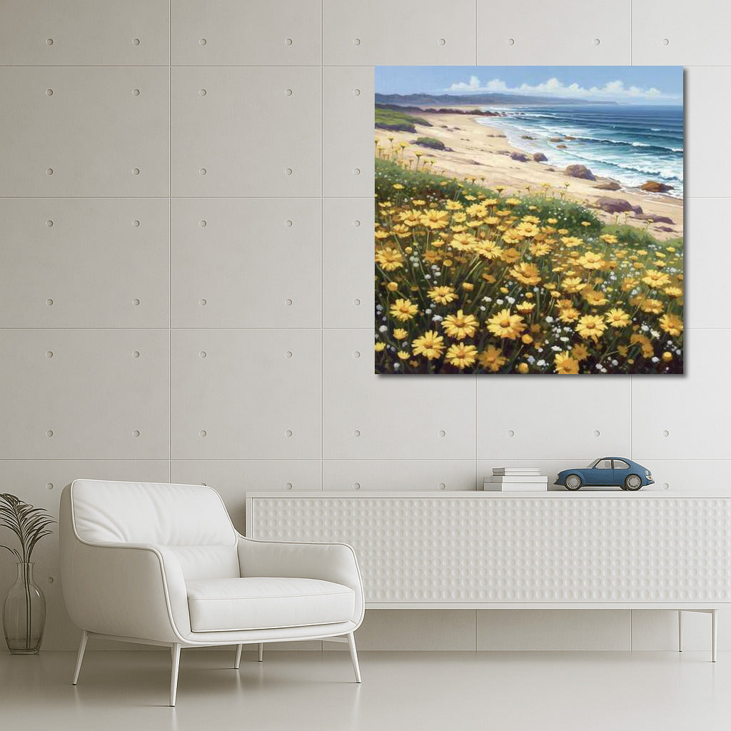 Vibrant Gerberas on Sea Breeze: Acrylic Painting