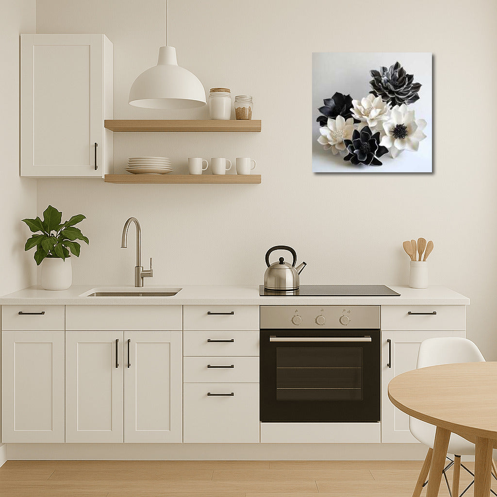Ceramic Magnolias: Black and White Elegance
