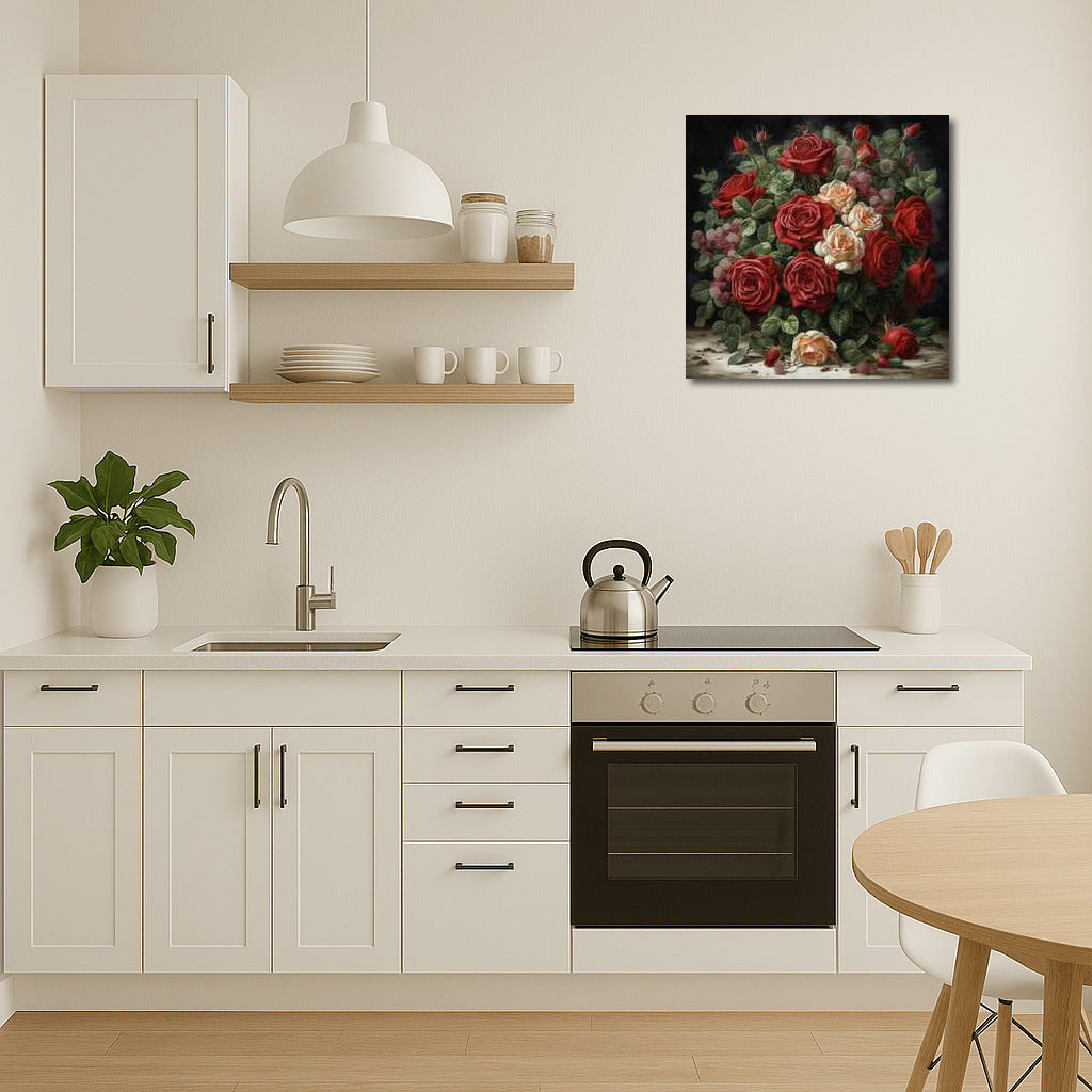 Vibration of Red and Peach Roses: Elegant Bouquet for Interior