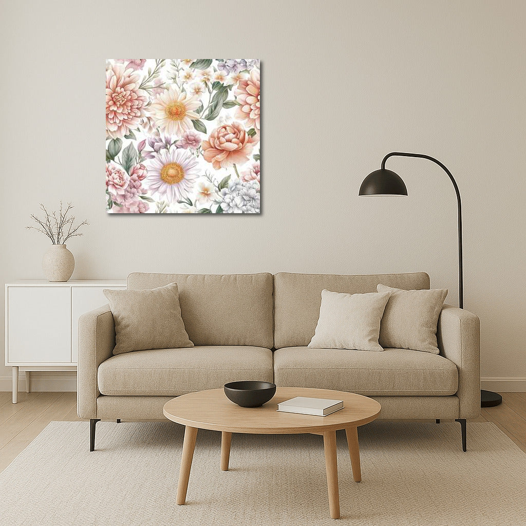 Elegant Floral Pattern: Roses, Peonies and Daisies for Interior