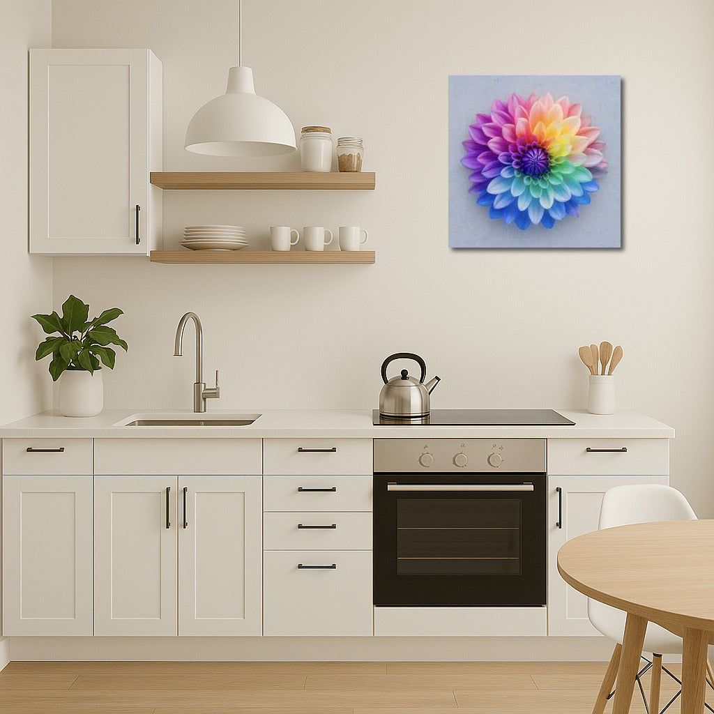 Rainbow Dahlia: Floral Explosion on the Wall