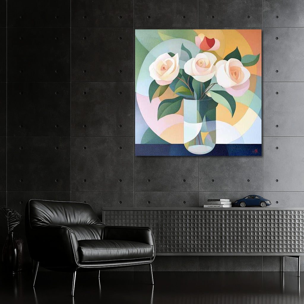 Modern Rose Bouquet in Vase: Delicate Flowers for Interior
