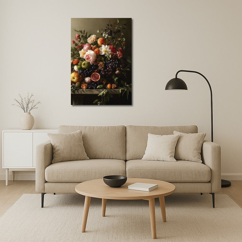 Peonies and Fruits: The Eternal Beauty of Nature