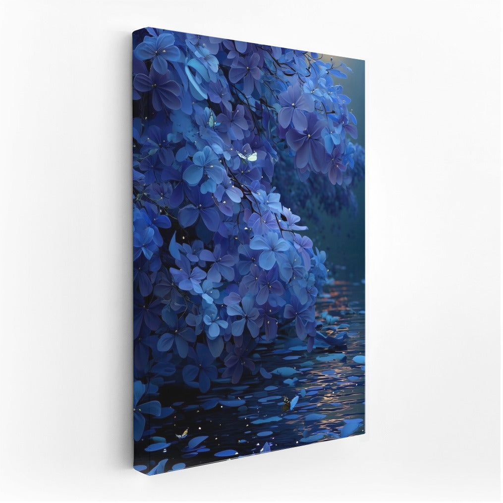 Hydrangea in Moonlight: Floral Symphony on Water