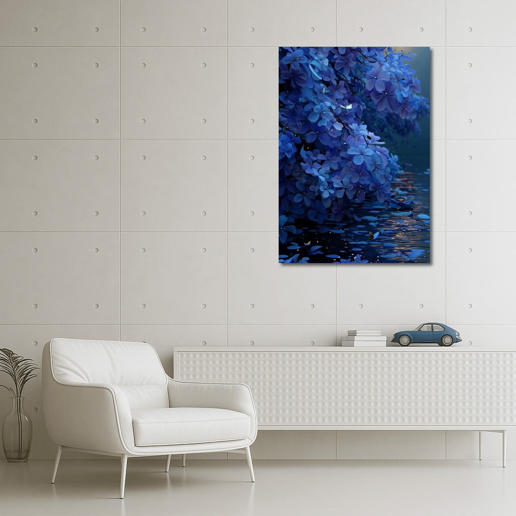 Hydrangea in Moonlight: Floral Symphony on Water