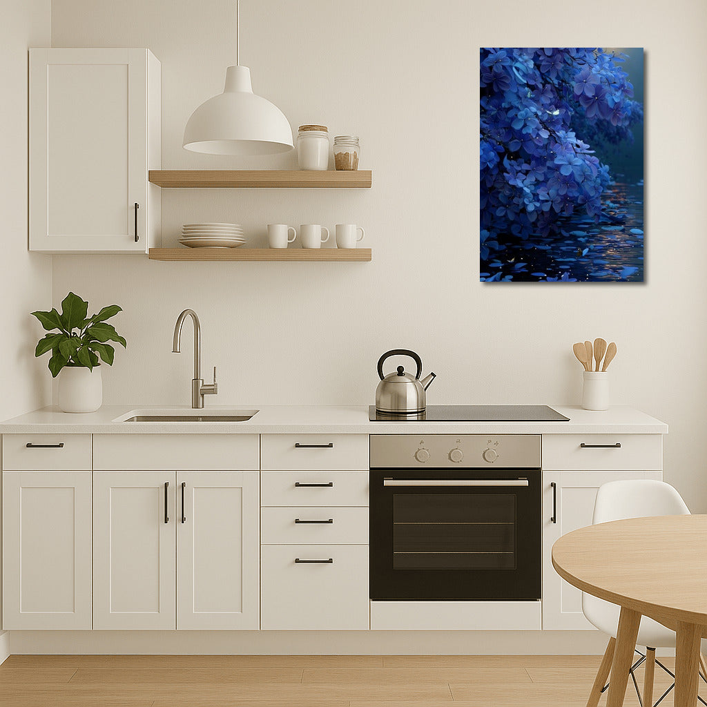 Hydrangea in Moonlight: Floral Symphony on Water