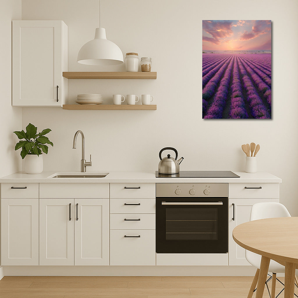 Lavender Sunset: Field of Flowers for Tranquility and Comfort