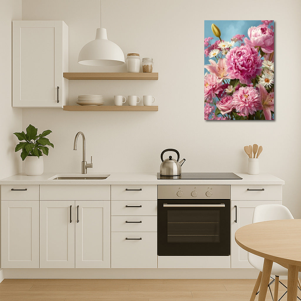 Floral Symphony: Sarah Bernhardt Peonies, Lilies and Daisies