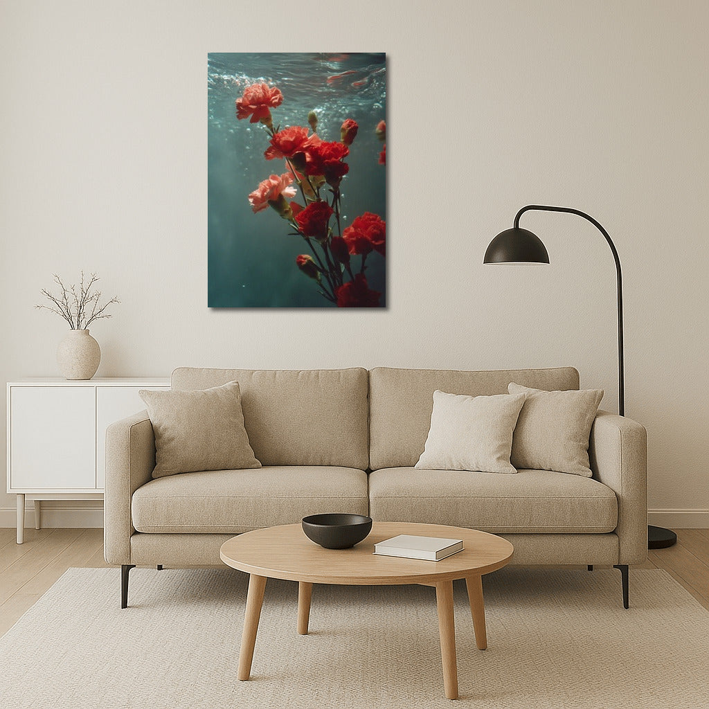 Underwater Dance of Bright Carnations: Floral Magic for the Interior
