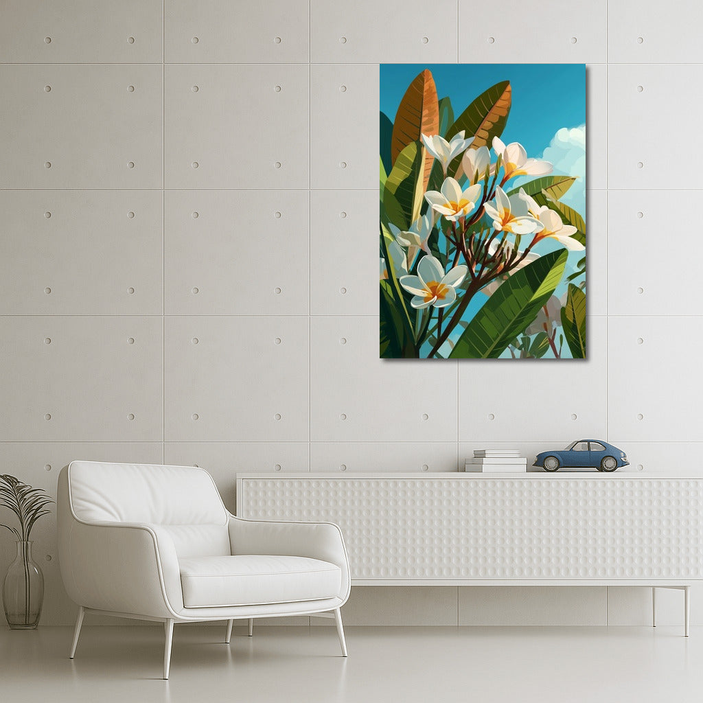 White Plumerias: Floral Symphony for the Interior