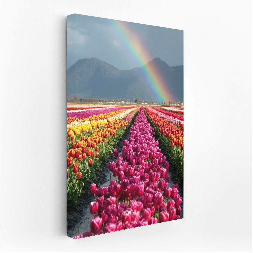 Tulips Triumph Under Rainbow Skies: Spring Floral Charm