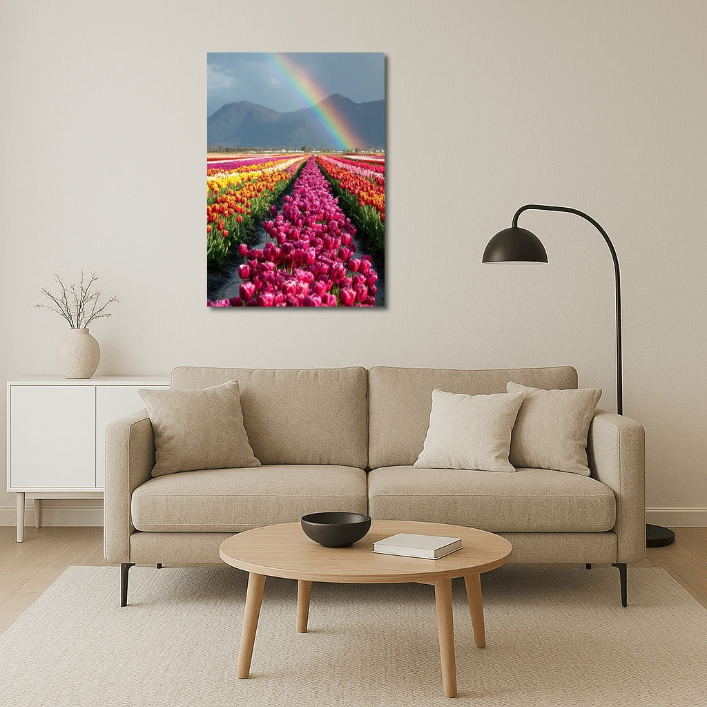 Tulips Triumph Under Rainbow Skies: Spring Floral Charm