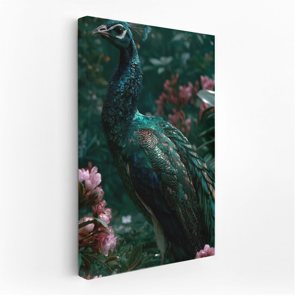 Royal Peacock Amongst a Blooming Garden: Elegance of Nature for Your Interior