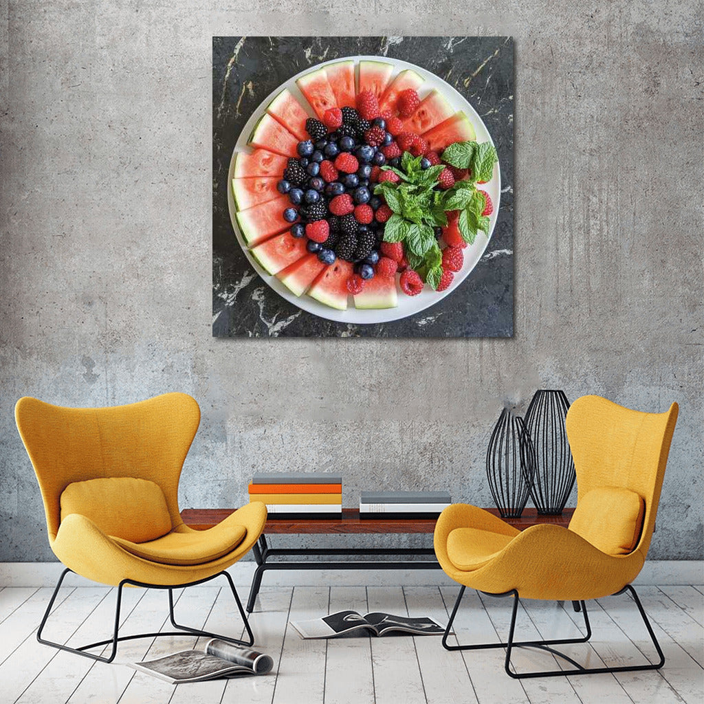 Summer Fruit Platter: Watermelon and Berries with Mint