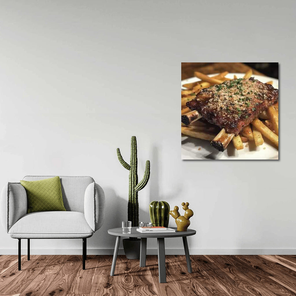 Juicy ribs with potatoes: appetite on the wall