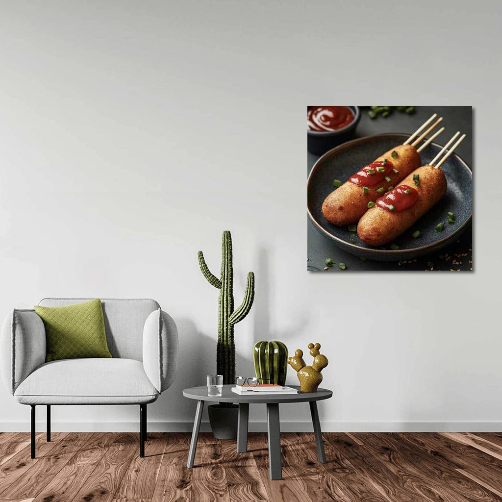 Juicy Corndogs with Ketchup: Appetizing Decor for Your Home