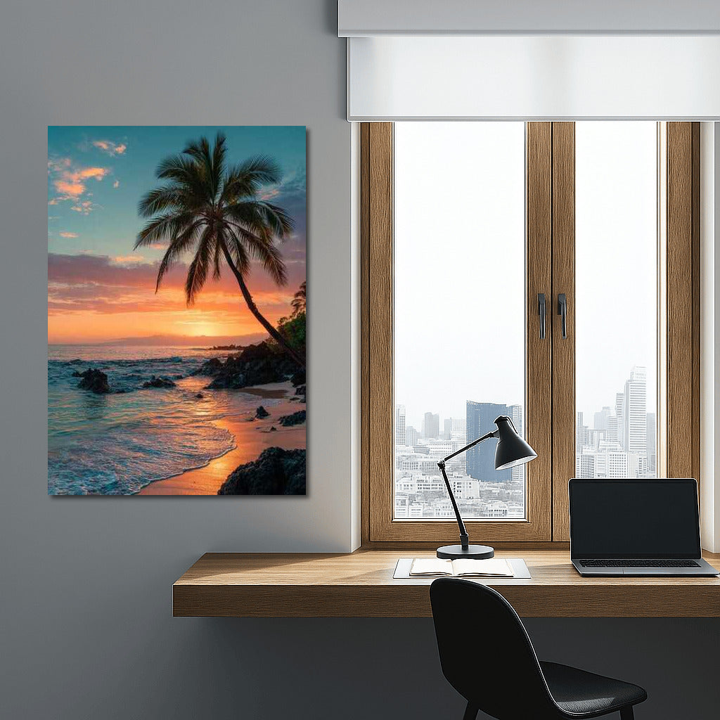 Honolulu's Fiery Sunset: Hawaiian Landscape