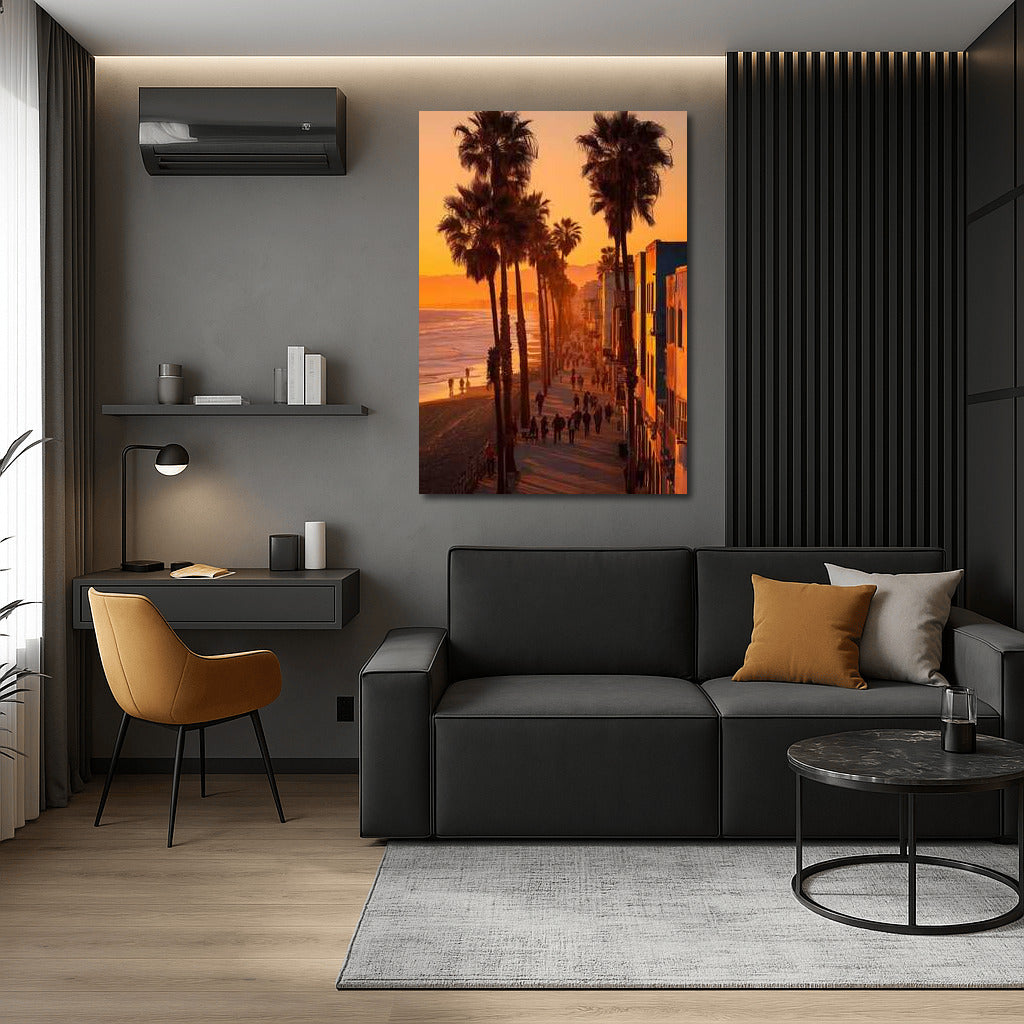 Los Angeles Sunset Lights: Palm Tree Silhouettes and Cityscapes