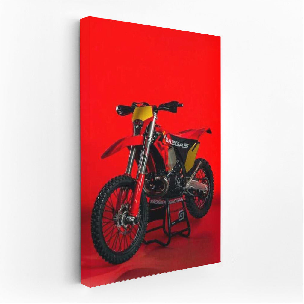 Freedom and Style: GasGas EC 300 GP on a Bright Red Background