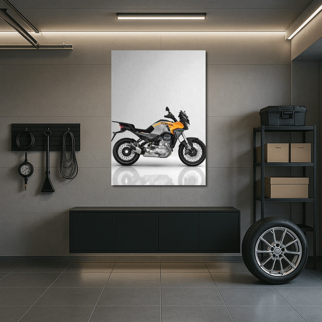 Elegance and Speed: Moto Guzzi Stelvio in Minimalist Style