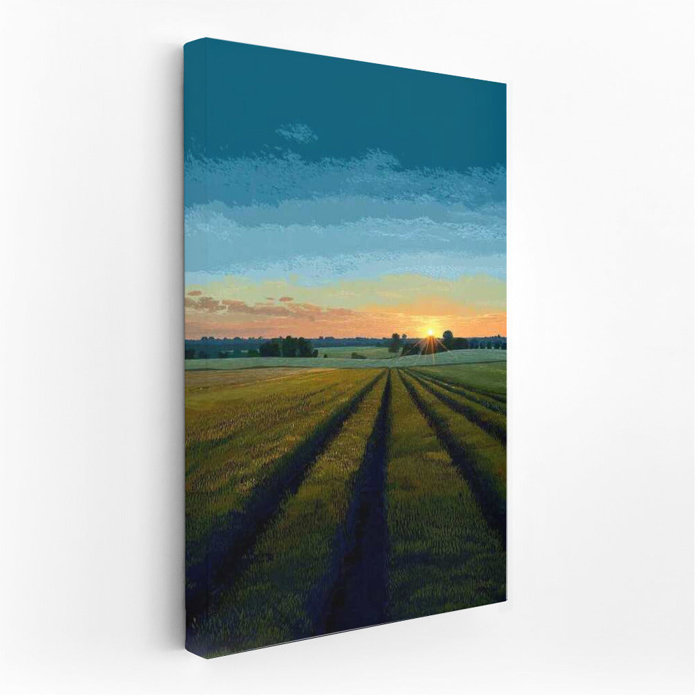 Sunset Tranquility: Fields and Countryside Spaces