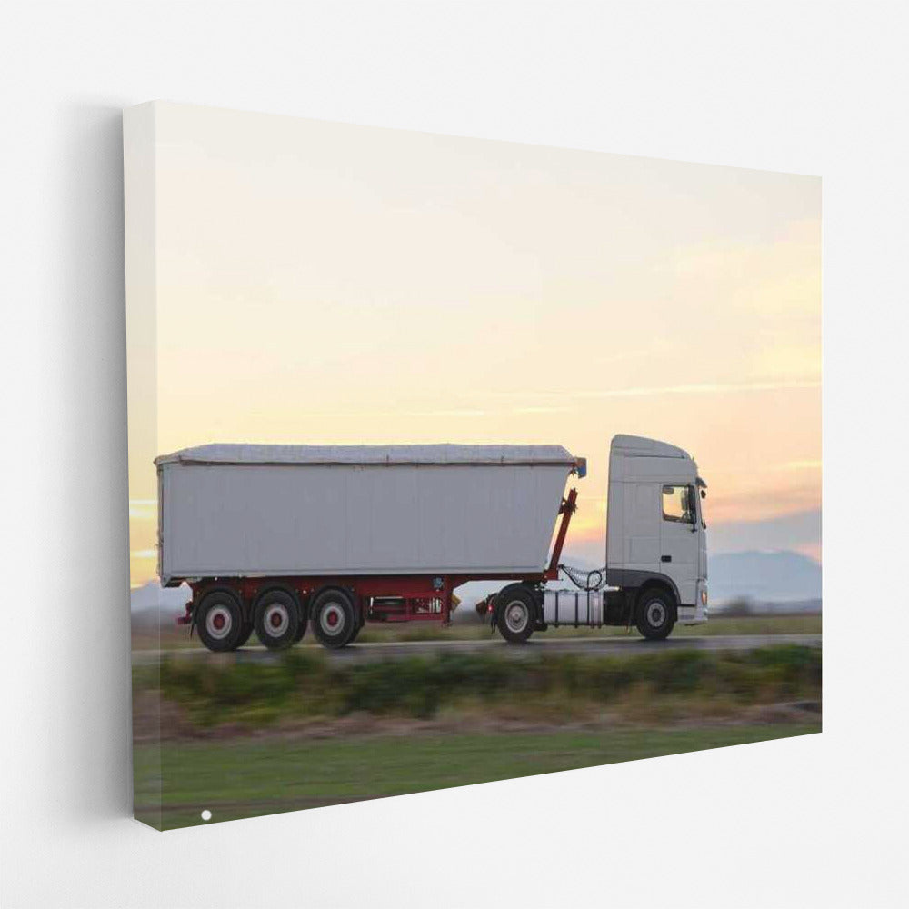 White Truck on the Road: Power and Motion