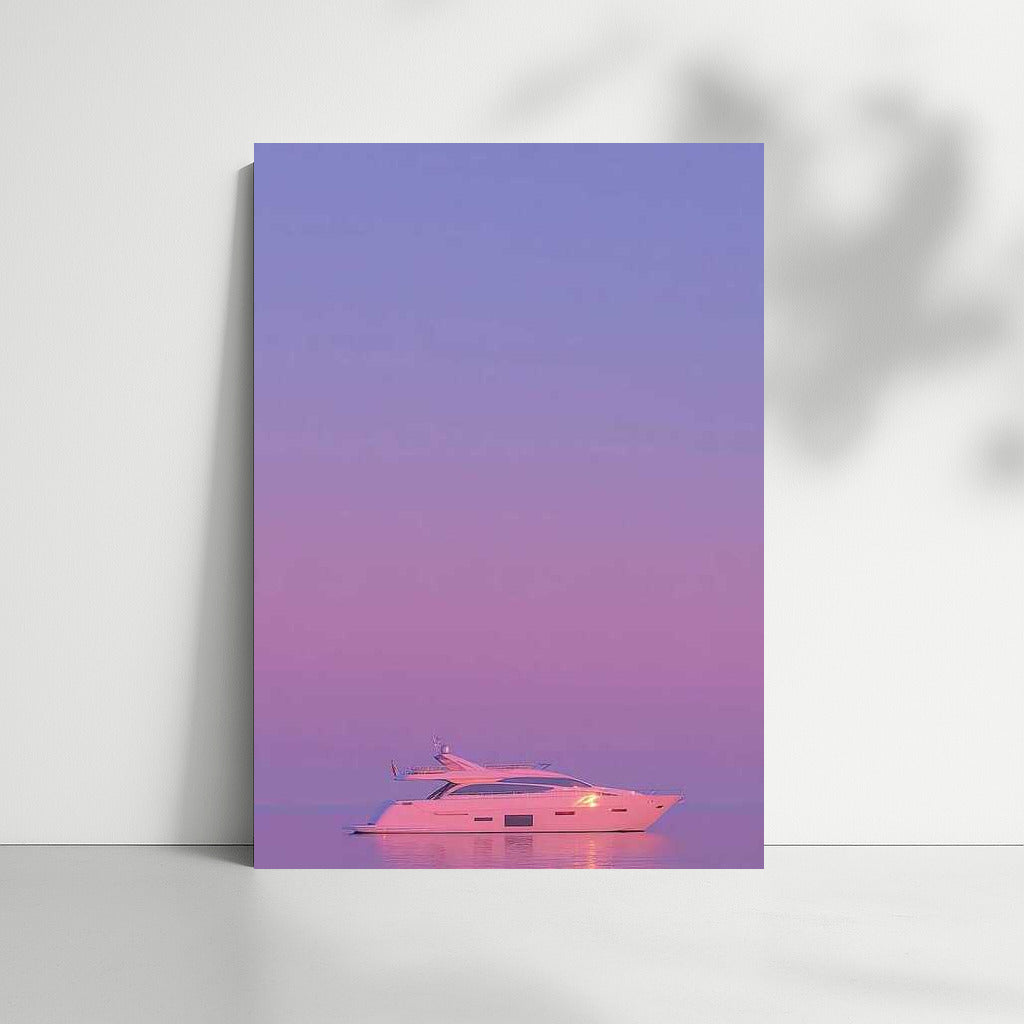 Purple Twilight: Yacht in Freedom Flight