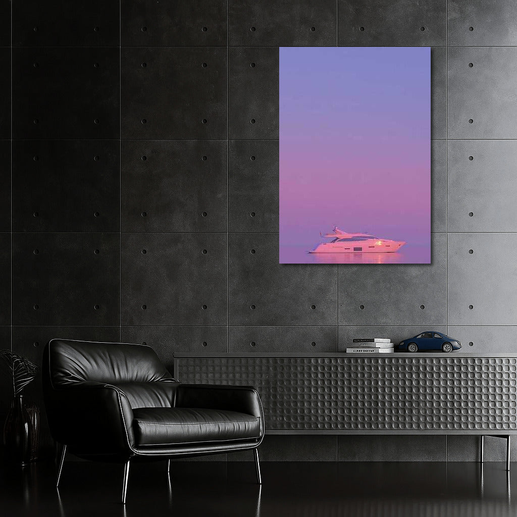 Purple Twilight: Yacht in Freedom Flight