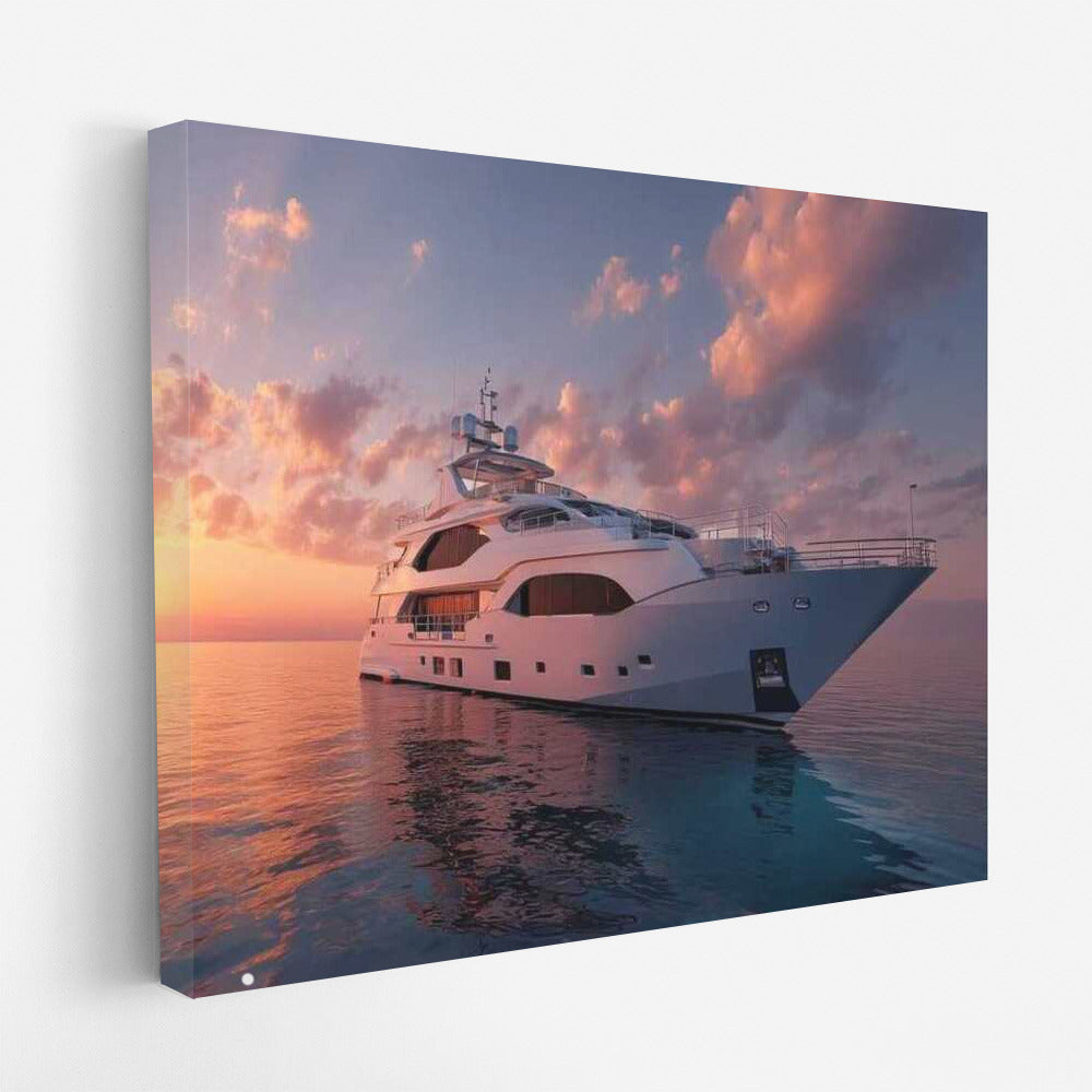 Sunset Elegy: Yacht on the Wave