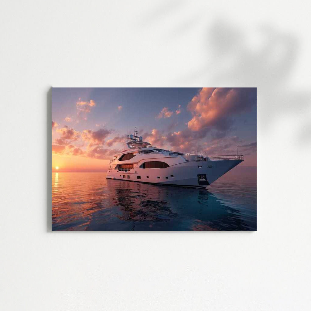 Sunset Elegy: Yacht on the Wave