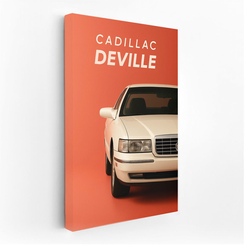 Classic Cadillac DeVille on Orange Background – Elegance and Style for Car Enthusiasts