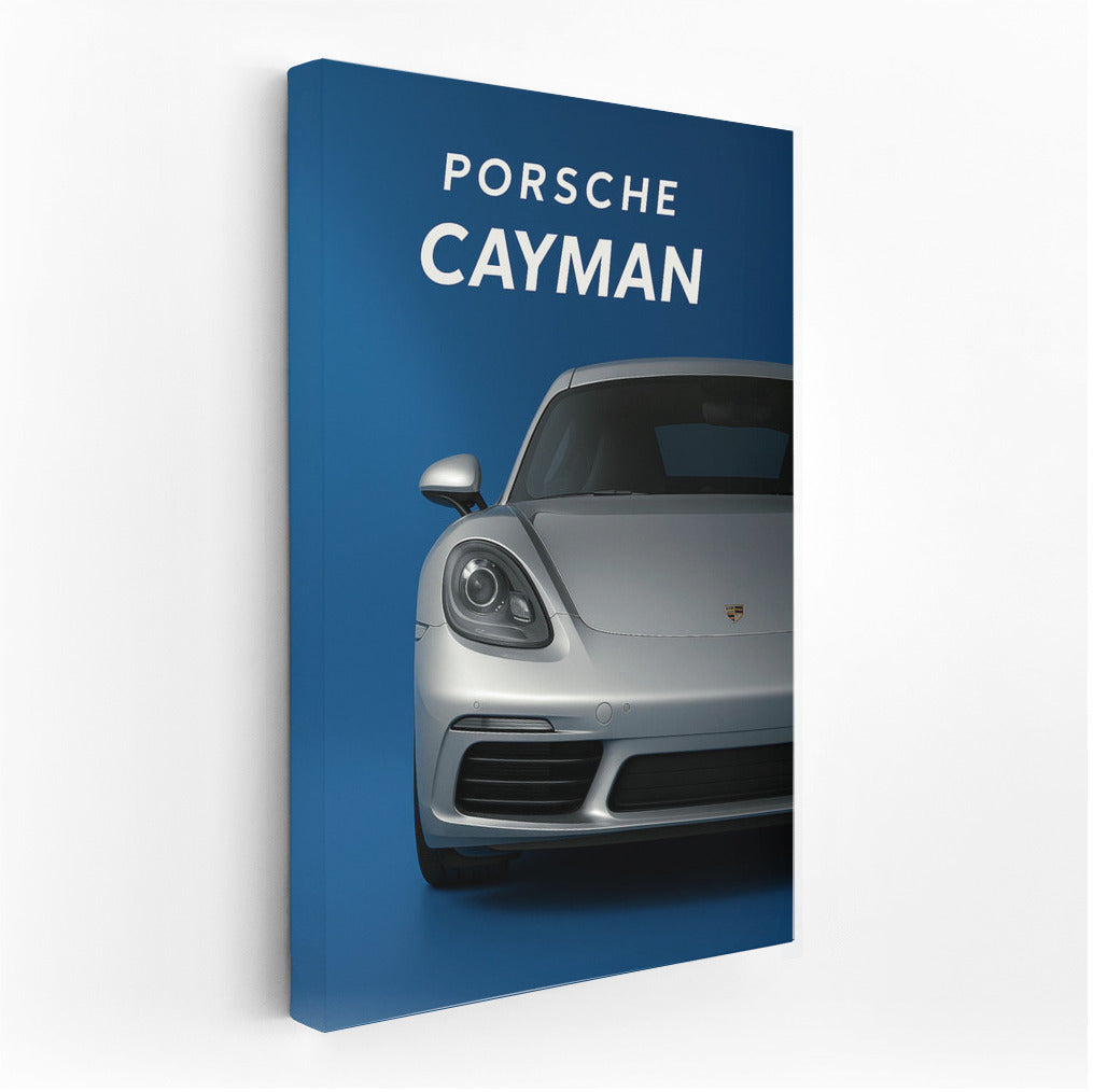 Silver Porsche Cayman: Elegance and Speed on Your Wall