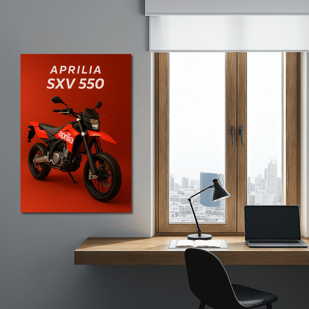 Aprilia SXV 550: Legend of Speed on Orange Background