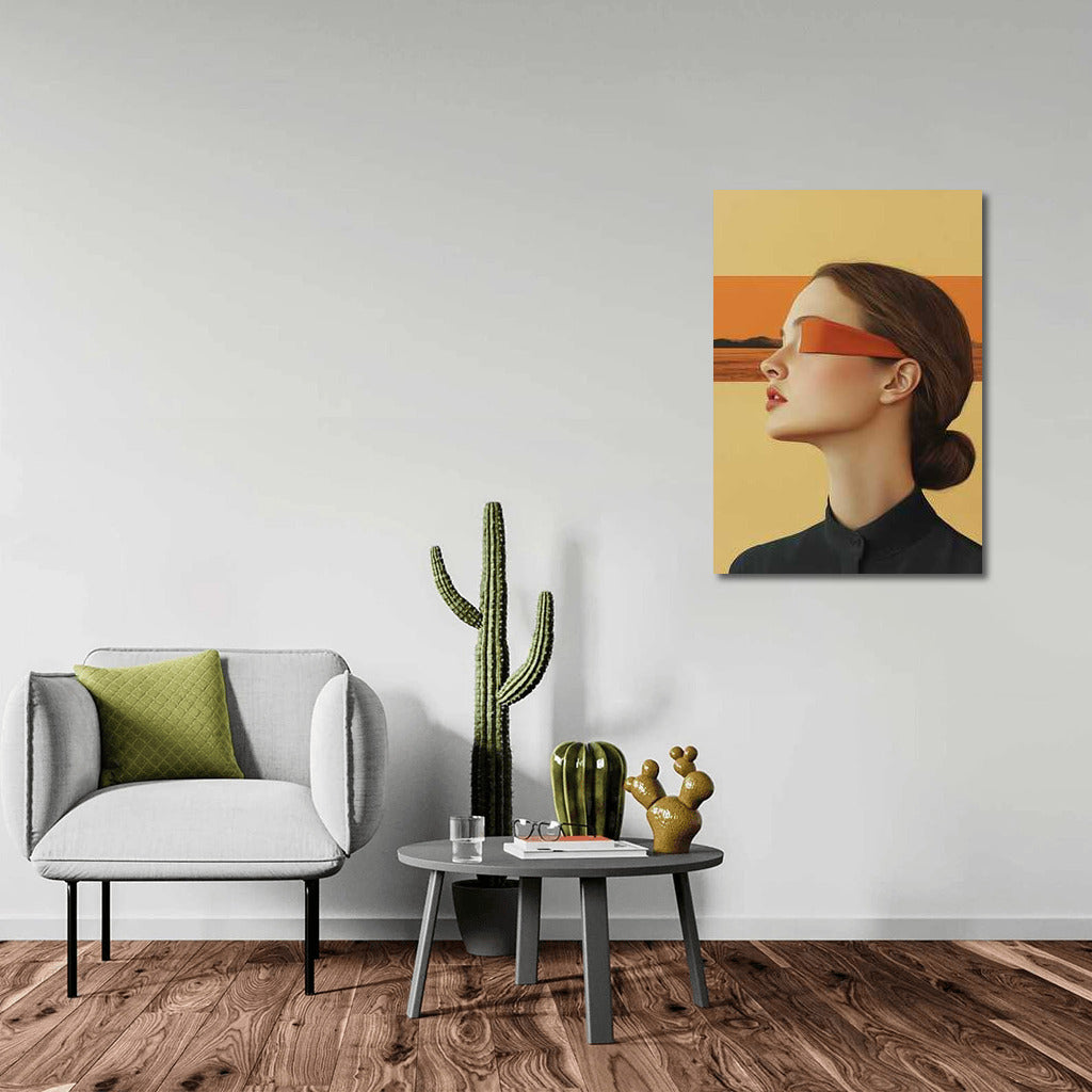 Enigmatic Figure in Abstract Landscape: Surrealism and Minimalism