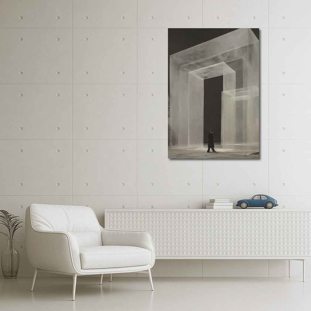 Infinite Arches: Isometric Black and White Surrealism