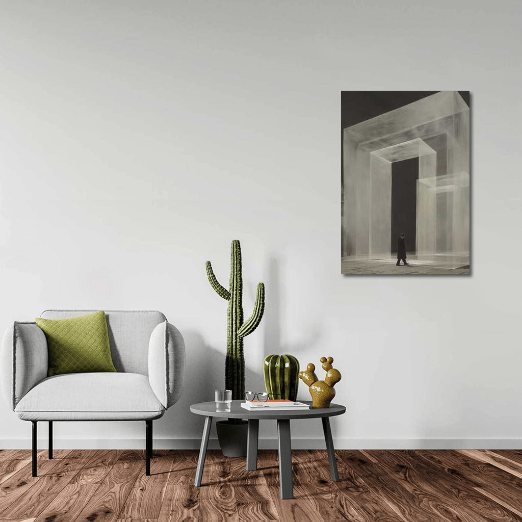 Infinite Arches: Isometric Black and White Surrealism